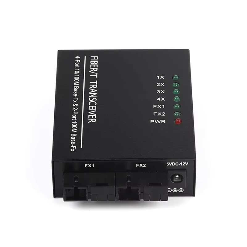 10、100Mbps 4 RJ45 2 SC Single Mode Single Fiber Port Media Converter