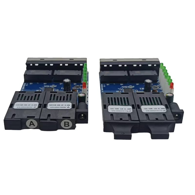 10、100Mbps 4 RJ45 2 SC Single Mode Single Fiber Port Media Converter