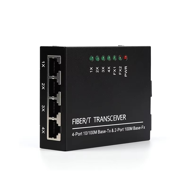 10、100Mbps 4 RJ45 2 SC Single Mode Single Fiber Port Media Converter