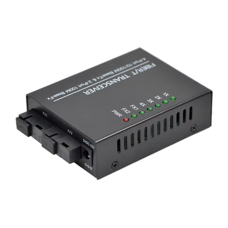 10、100Mbps 4 RJ45 2 SC Single Mode Single Fiber Port Media Converter