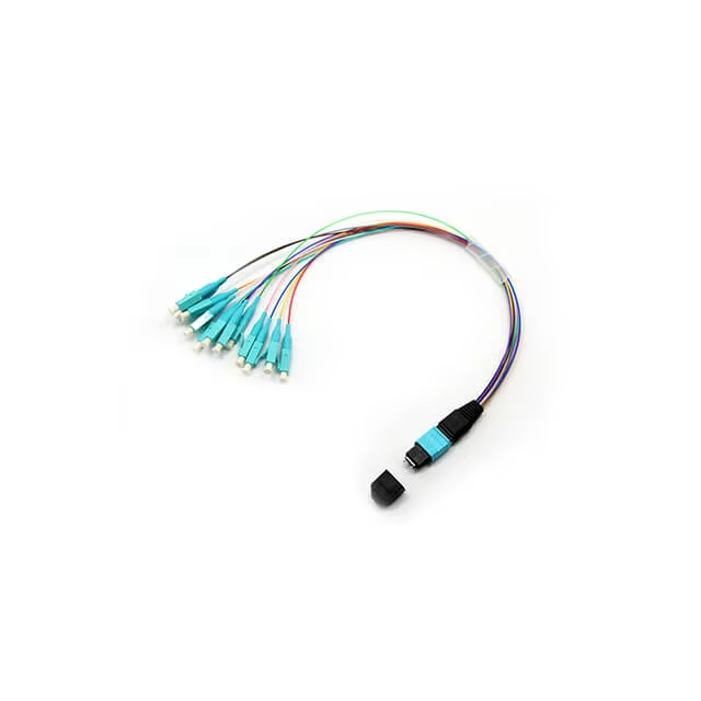 12 Cores MTP Male- LC Fanout 0.9mm 30cm Fiber Optic Patch Cord  Trunk Cable