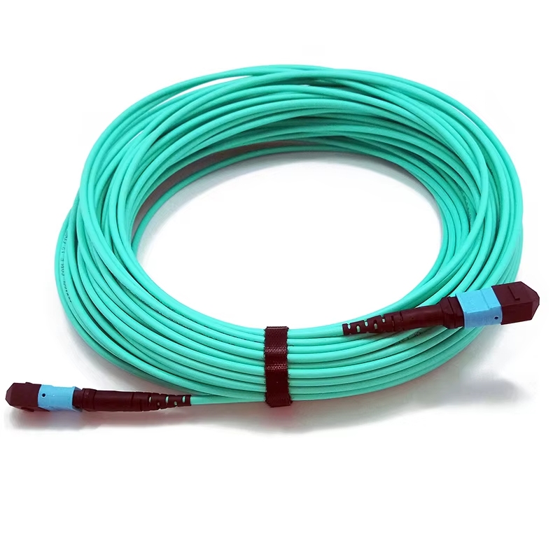 MTP to MTP Female OM3 12 Fibers MTP Patch Cord  Trunk Cable Aqua Connectors