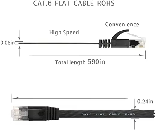 Cat6 15M Braided Flat network patch cord